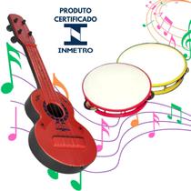 Kit Musical Brinquedos Educativo C/2 Instrumentos Violão Pandeiro Infantil - AMAR E