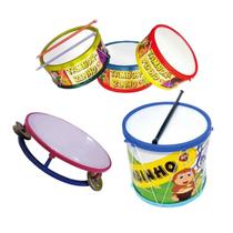 Kit Musical Brinquedos Educativo C/3 Instrumentos Tambor Pandeiro Bumbo Infantil - AMAR E