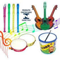Kit Musical Brinquedos Educativo C/4 Instrumentos Bumbo Violão Pandeiro Flauta Infantil Kit Musical Brinquedos Educativo C/4 Instrumentos Bumbo Violão Pandeiro Flauta Infantil