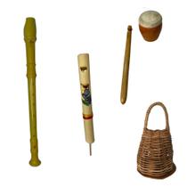 Kit Musical Inf. Flauta Plástica, De Êmbolo, Rói Rói, Caxixi