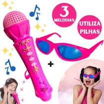 Kit Musical Infantil Microfone De Brinquedo Menina + Óculos - toysetoys