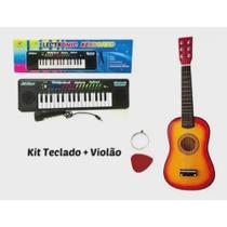 Kit Musical Infantil Teclado Com Microfone + Mini Violão