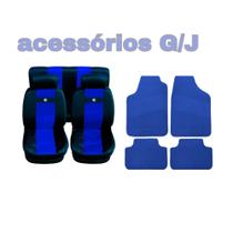 kit n1 capa p banco couro azul+acessórios Voyage