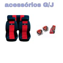 kit n1 capa p banco couro vermelho+acessórios parati