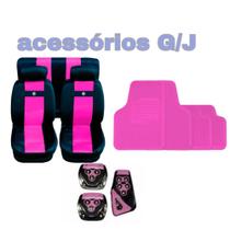 kit n2 capa p banco couro rosa+acessórios fox