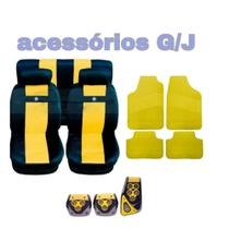 kit n2/ capa p banco nylon amarelo+acessórios gol