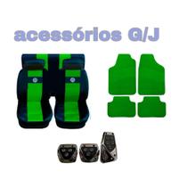 kit n2/ capa p banco nylon verde+acessórios saveiro