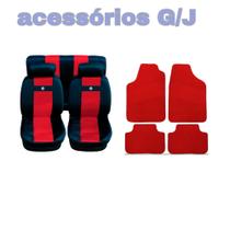 kit n2 capa p banco nylon vermelho+acessórios gol