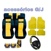 kit n3/ capa p banco nylon amarelo+acessórios apollo