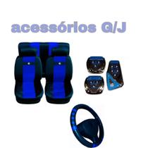kit n4 capa p banco couro azul+acessórios Santana - g/j