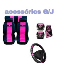 kit n4 capa p banco couro rosa+acessórios fox