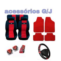 kit n4 capa p banco nylon vermelho+acessórios parati
