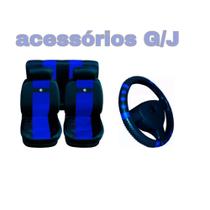 kit n5 capa p banco couro azul+acessórios parati