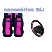 kit n5 capa p banco couro rosa+acessórios golf