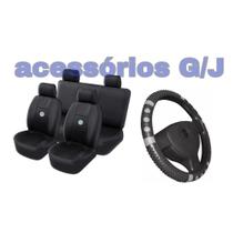 kit n6 automotivo capa banco couro+acessórios p polo