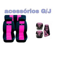 kit n6 capa p banco couro rosa+acessórios saveiro