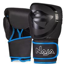 Kit Naja Luva Boxe+Bandagem+Protetor Bucal-Preto/Azul-Tam 14 Oz