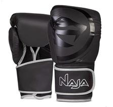 Kit Naja Luva Boxe+Bandagem+Protetor Bucal-Preto/Prata-Tam 10 Oz