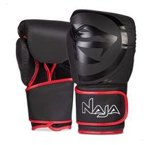 Kit Naja Luva Boxe+Bandagem+Protetor Bucal-Preto/Vermelho-Tam 14 Oz