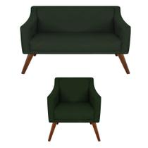 Kit Namoradeira + 01 Poltronas Decorativa Gabriela Suede Verde - Dominic Decor