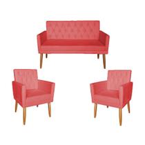 Kit Namoradeira +02 Poltrona Nina Captone belo tok - Suede Vermelho Kit Namoradeira +02 Poltrona Nina Captone belo tok - Suede Vermelho