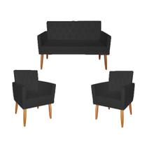 Kit Namoradeira +02 Poltrona Nina Captone - Suede Preto Kit Namoradeira +02 Poltrona Nina Captone - Suede Preto