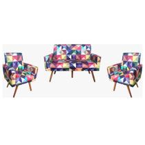 Kit Namoradeira + 02 Poltrona Nina Suede Triangulo Kit Namoradeira + 02 Poltrona Nina Suede Triangulo