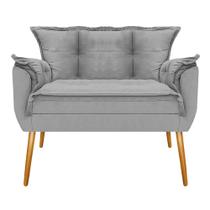 Kit Namoradeira, 02 Poltronas e Puff Zatti Palito Mel Suede Cinza - KDAcanto Móveis