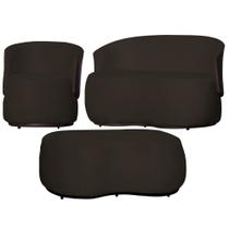 Kit Namoradeira + 1 Poltrona + Puff Decorativo Beatriz Orgânico Composê Couro Marrom Suede Marrom Ms Decor