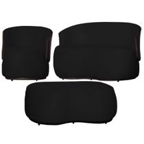 Kit Namoradeira + 1 Poltrona + Puff Decorativo Beatriz Orgânico Composê Couro Marrom Suede Preto Ms Decor Kit Namoradeira + 1 Poltrona + Puff Decorativo Beatriz Orgânico Composê Couro Marrom Suede Preto Ms Decor