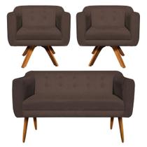 Kit Namoradeira 2 Lugares E 2 Poltronas Julia Marrom Kit Namoradeira 2 Lugares E 2 Poltronas Julia Marrom