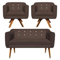 Kit Namoradeira 2 Lugares E 2 Poltronas Julia Marrom