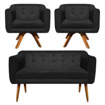 Kit Namoradeira 2 Lugares E 2 Poltronas Julia Preto Kit Namoradeira 2 Lugares E 2 Poltronas Julia Preto