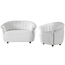 Kit Namoradeira 2 Lugares e Poltrona Decorativa Orgânica Perseu M03 Bouclê Cru - Lyam Decor Kit Namoradeira 2 Lugares e Poltrona Decorativa Orgânica Perseu M03 Bouclê Cru - Lyam Decor