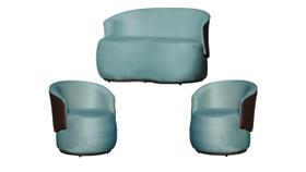 Kit Namoradeira + 2 Poltronas Decorativa Beatriz Orgânica Composê Couro Marrom Veludo Azul Turquesa Ms Decor Kit Namoradeira + 2 Poltronas Decorativa Beatriz Orgânica Composê Couro Marrom Veludo Azul Turquesa Ms Decor