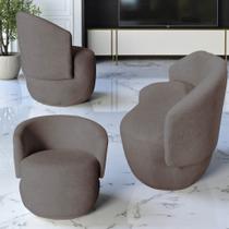 Kit Namoradeira + 2 Poltronas Decorativa Beatriz Orgânica Suede Capuccino