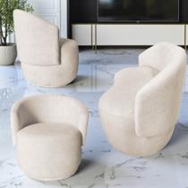 Kit Namoradeira + 2 Poltronas Decorativa Beatriz Orgânica Veludo Marfim Kit Namoradeira + 2 Poltronas Decorativa Beatriz Orgânica Veludo Marfim