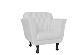 Kit Namoradeira + 2 Poltronas Decorativa Dália Couro Bege Pés Madeira Ms Decor