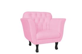 Kit Namoradeira + 2 Poltronas Decorativa Dália Suede Rosa Bebê Pés Madeira Ms Decor