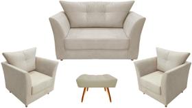 Kit Namoradeira + 2 Poltronas Decorativa Isis + 1 Puff Retangular Suede Bege Pés Madeira Mz Decor Kit Namoradeira + 2 Poltronas Decorativa Isis + 1 Puff Retangular Suede Bege Pés Madeira Mz Decor