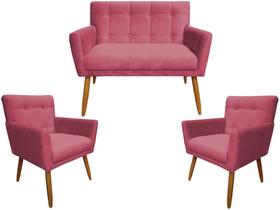 Kit Namoradeira + 2 Poltronas Onix Suede Bege