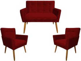 Kit Namoradeira + 2 Poltronas Onix Suede Bege