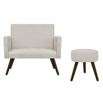 Kit Namoradeira Arenzza e Puff Sofia Palito Tabaco Suede Bege - DAMAFFÊ MÓVEIS