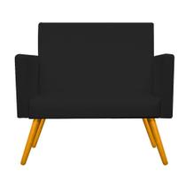 Kit Namoradeira Beatriz e 02 Puffs Sofia Base Giratória de Madeira Corano Preto - KDAcanto Móveis