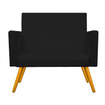 Kit Namoradeira Beatriz e 02 Puffs Sofia Base Giratória de Metal Recepção Sala de Espera Decor Corano Preto