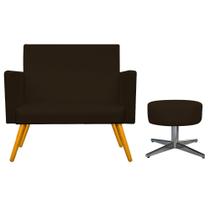 Kit Namoradeira Beatriz e Puff Sofia Base Giratória de Metal Sala de Espera Recepção Quarto Corano Marrom Kit Namoradeira Beatriz e Puff Sofia Base Giratória de Metal Sala de Espera Recepção Quarto Corano Marrom