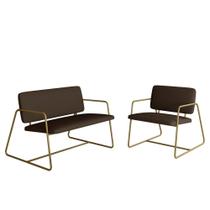 Kit Namoradeira Com Poltrona Sintra Industrial Dourado/sd Marrom - M.a Kit Namoradeira Com Poltrona Sintra Industrial Dourado/sd Marrom - M.a