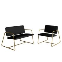 Kit Namoradeira Com Poltrona Sintra Industrial Dourado/sd Preto - M.a Kit Namoradeira Com Poltrona Sintra Industrial Dourado/sd Preto - M.a