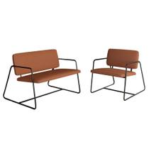 Kit Namoradeira Com Poltrona Sintra Industrial Preto/terracota - M.a Kit Namoradeira Com Poltrona Sintra Industrial Preto/terracota - M.a