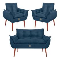 Kit Namoradeira Decorativa 2 Poltronas Decorativas Vit Decor Suede Conforto Elegância e Pés Palito